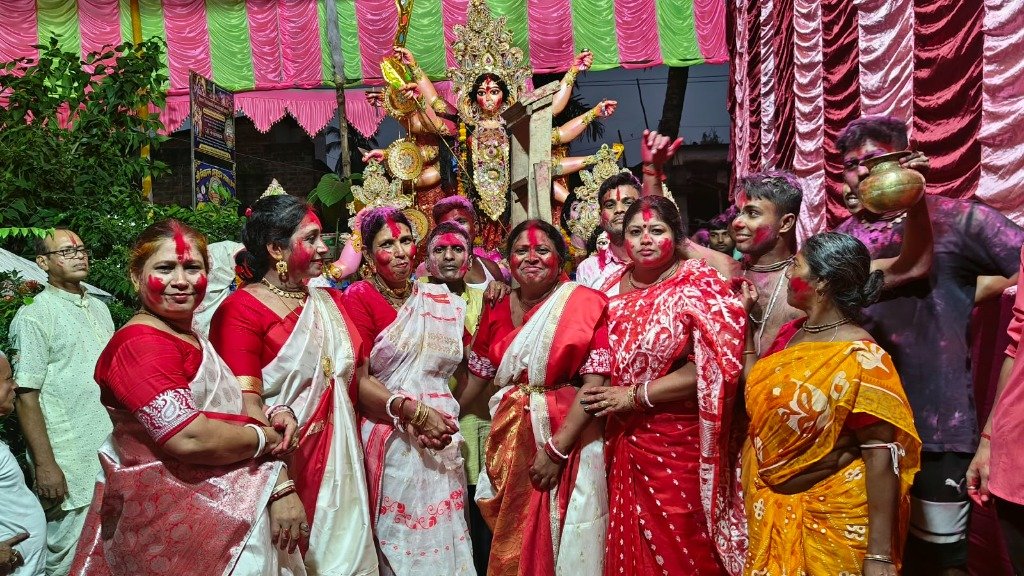 Traditional Sindoor Khela Celebration