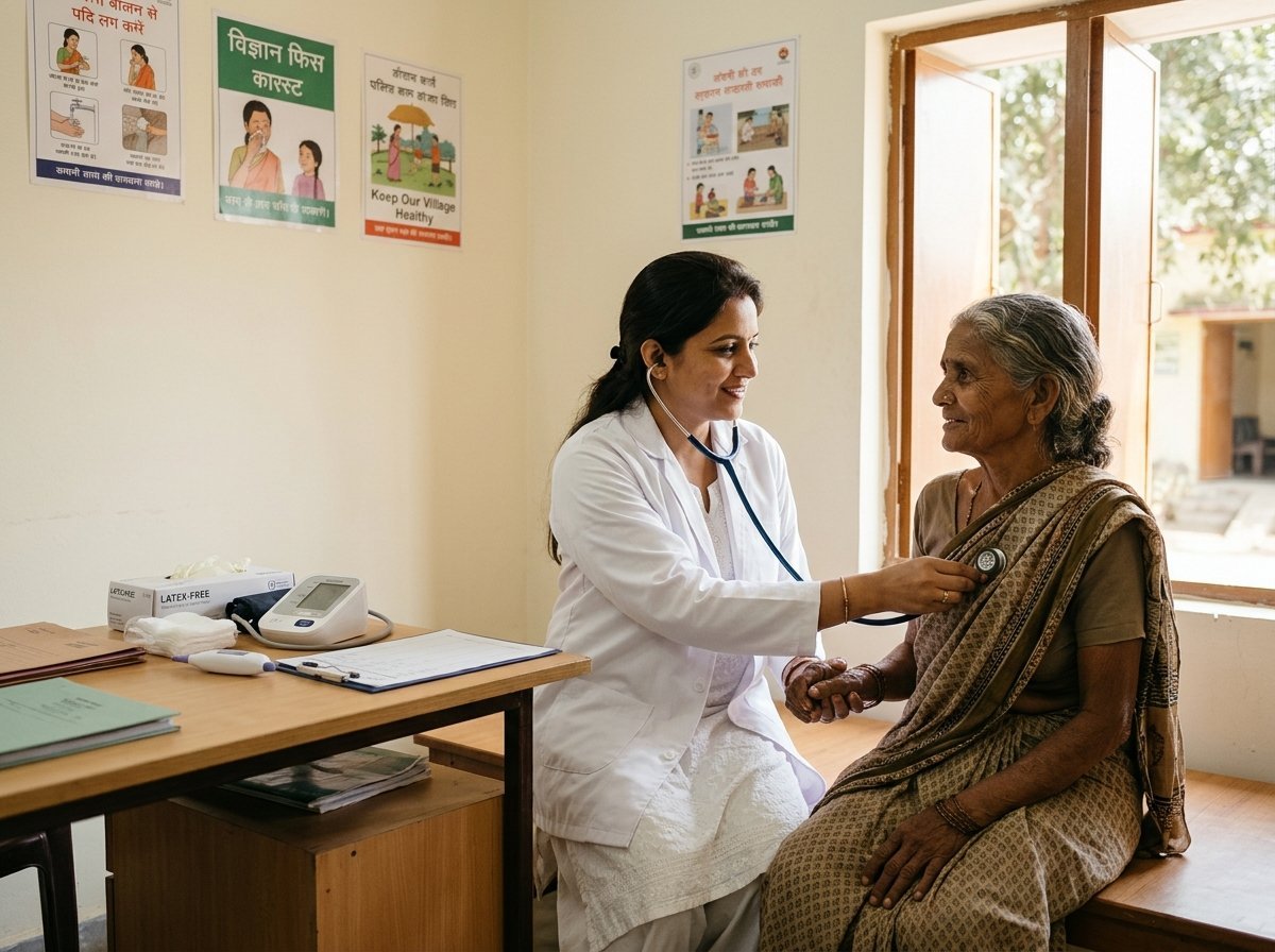 Healthcare professional treating rural patient