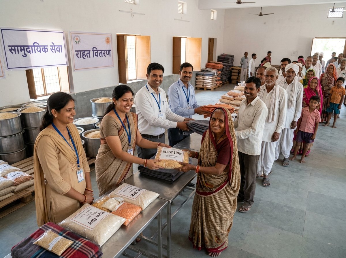 Dignified community food and grain relief distribution